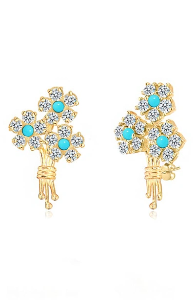 Gabi Rielle Floral Bouquet Stud Earrings In Gold