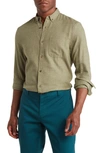 14th & Union Grindle Long Sleeve Trim Fit Shirt In Green Iceberg- Olive Grindle