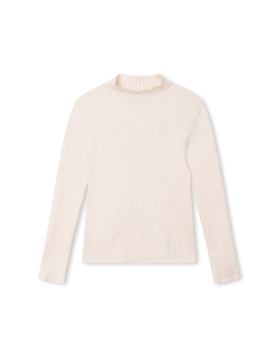 Chloé Kids' Ivory Ribbed Knitted Pullover In Avorio