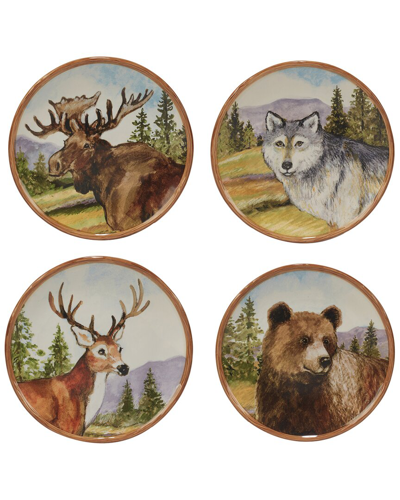 Certified International Mountain Summit Set Of 4 Dessert Plates In Green