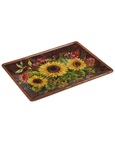 Certified International Harvest Blessings Rectangular Platter In Red