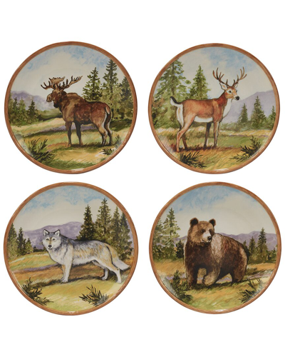 Certified International Mountain Summit Set Of 4 Dinner Plates In Green