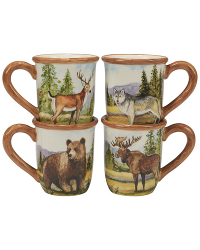 Certified International Mountain Summit Set Of 4 Mug In Green