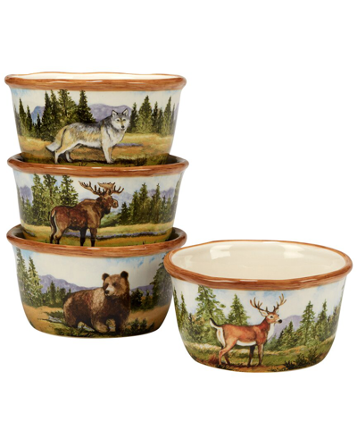 Certified International Set Of 4 Mountain Summit Ice Cream Bowls