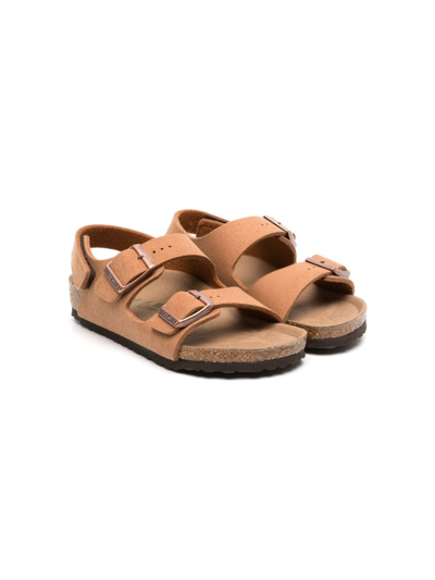 Birkenstock Kids' Double-strap Suede Sandals In Brown