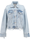 Agolde Martika Frayed Oversize Denim Jacket In Blue