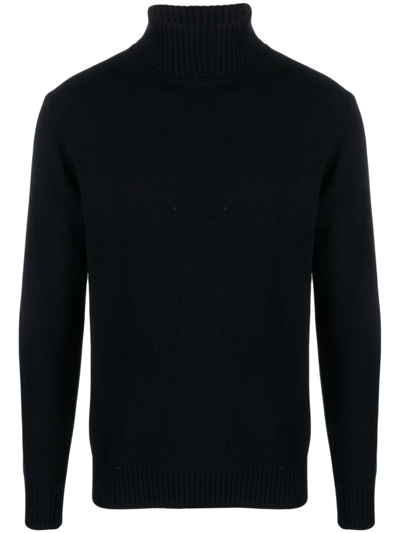 Roberto Collina Roll-neck Merino Wool Jumper In Blue