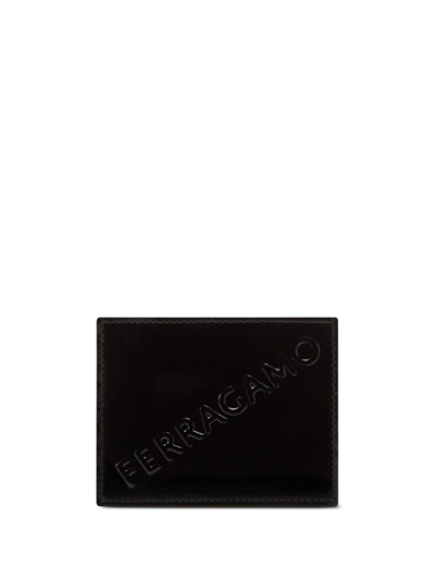 Ferragamo Logo-embossed Leather Cardholder In Black