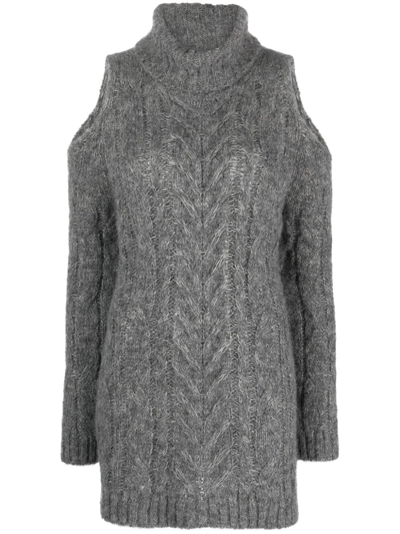 P.a.r.o.s.h Cold-shoulder Cable-knit Jumper In Grey