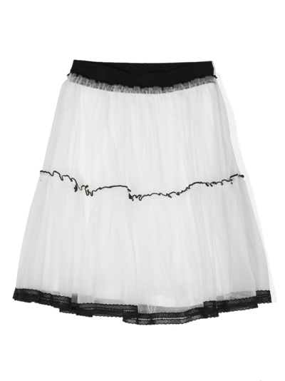 Il Gufo Kids' Two-tone Ruched Skirt In White