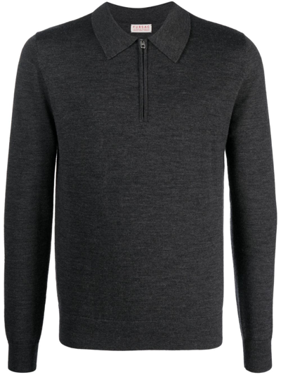 Fursac Zip-up Wool Polo Shirt In Dark_heather_gray