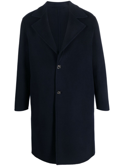 Lardini Single-breasted Wool-blend Coat In Navy