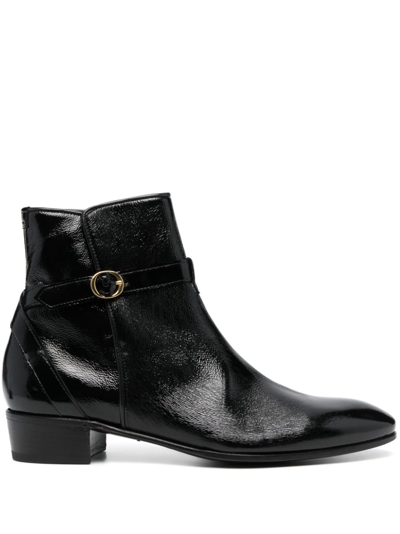 Lidfort 35mm Patent Leather Ankle Boots In Black