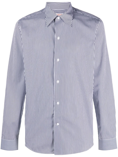 Fursac Striped Cotton Shirt In Navy_blue