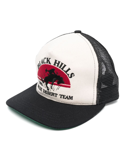 Rhude Men's Black Hills Canvas Trucker Hat In Black And White