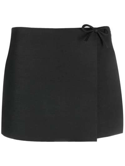 Valentino Bow-detail Wrap-design Shorts In Black
