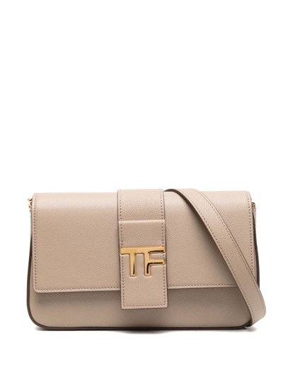 Tom Ford Tf Croc-embossed Chain Shoulder Bag In Neutrals