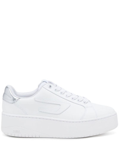 Diesel Logo-patch Lace-up Sneakers In White