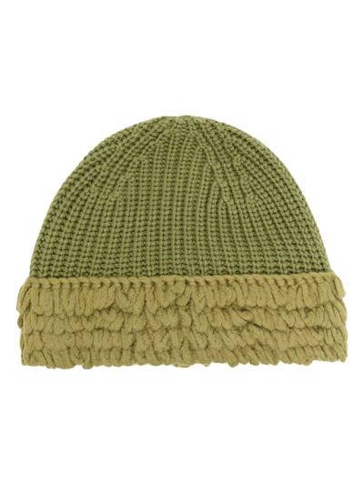 Moncler Ribbed Wool Beanie In Green