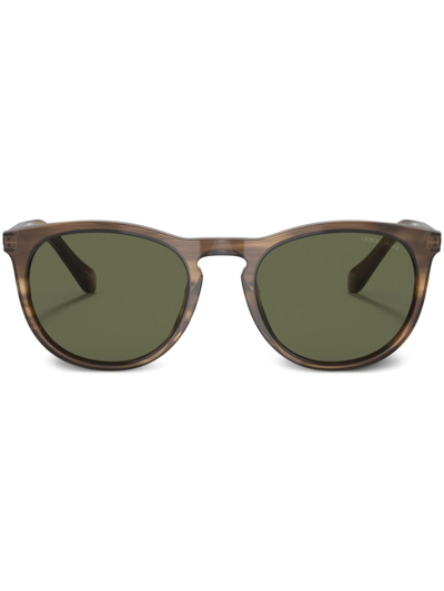 Giorgio Armani Tortoiseshell-effect Round-frame Sunglasses In Brown