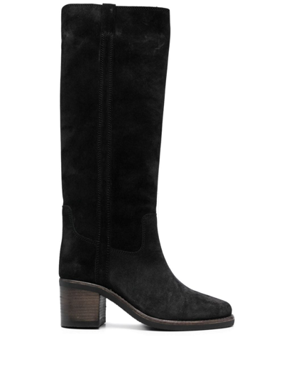 Isabel Marant Seenia Suede Knee-high Boots In Black