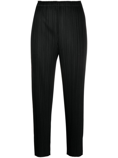 Issey Miyake September Pleated Tapered Trousers In Black