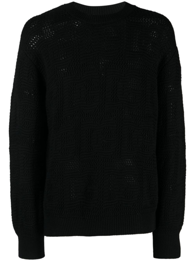 Dolce & Gabbana Logo-jacquard Virgin-wool Jumper In Black