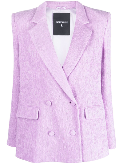 Patrizia Pepe Notched-lapels Double-breasted Blazer In Purple