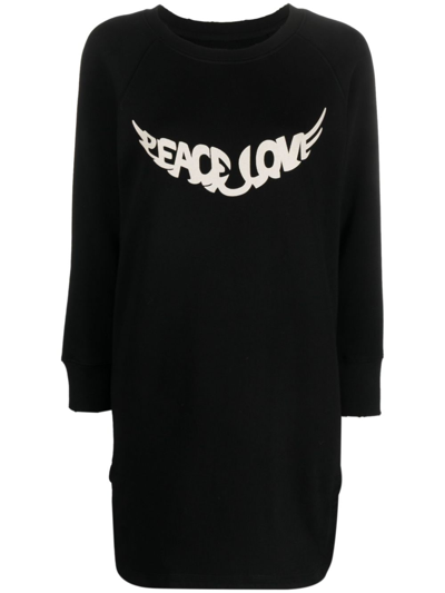 Zadig & Voltaire Diaz Peace & Love 连衣裙 In Noir