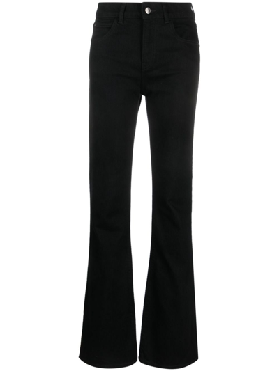 Emporio Armani Flared Denim Cotton Jeans In Black