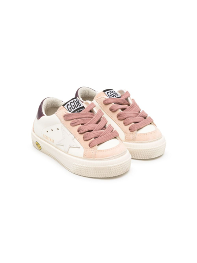 Golden Goose Kids' May Young Lace-up Sneakers In White