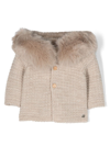 Paz Rodriguez Bambalina Hooded Knittted Coat In Neutrals