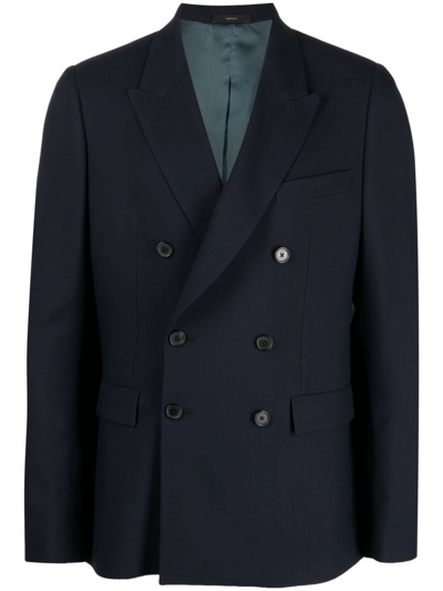 Paul Smith Double-breasted Wool Suit Jacket In Blue
