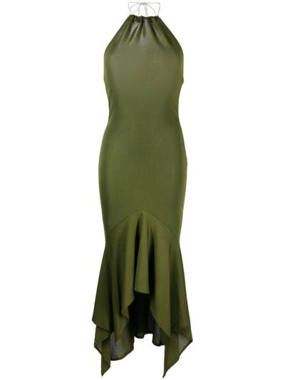 Alexandre Vauthier Crystal-embellished Knit Halterneck Dress In Green