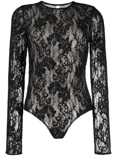 Zimmermann Luminosity Lace Bodysuit In Black | ModeSens