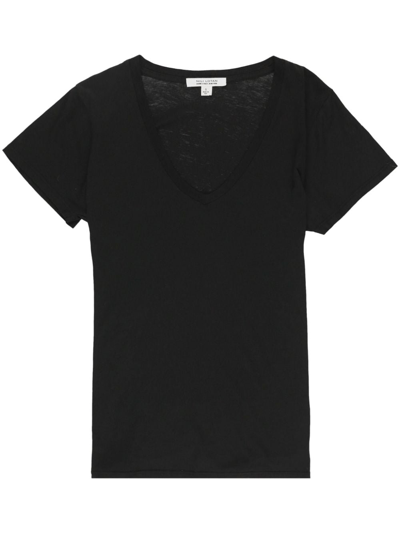 Nili Lotan Carol Vneck Tee Shirt In Washed Black