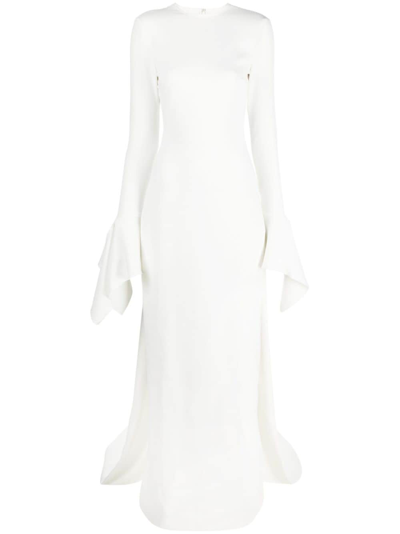 Solace London Blake Flared-cuffs Gown In White