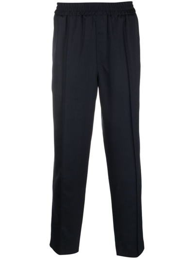 Apc Elasticated-waist Wool Trousers In Blue