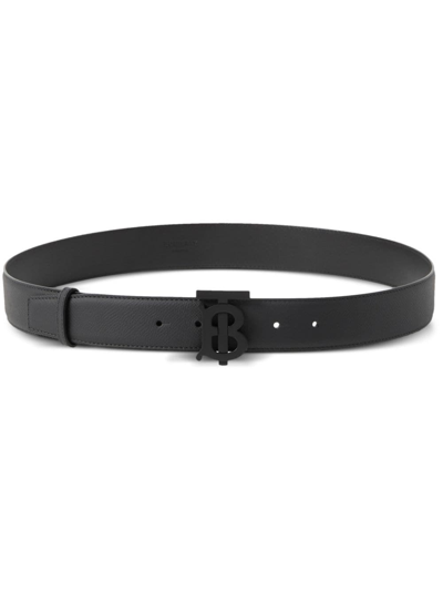 Burberry Leather Tb Belt In Black