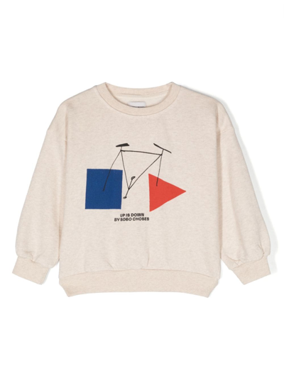 Bobo Choses Kids' Graphic-print Jersey-texture Sweatshirt In Neutrals