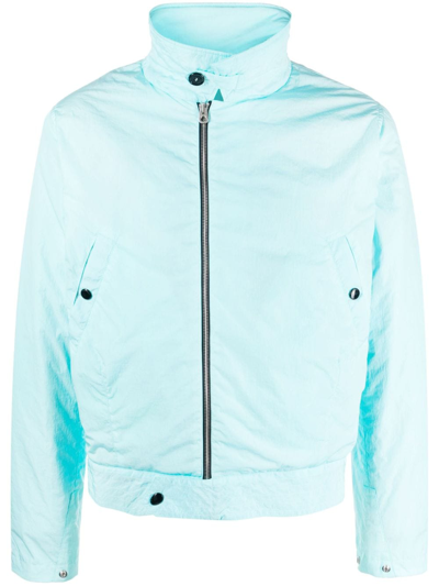 Fursac Zip-up Crinkled Padded Jacket In Blue
