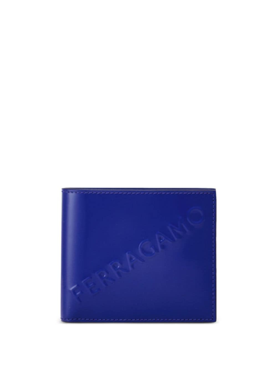 Ferragamo Logo-embossed Leather Wallet In Blue