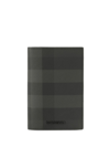 BURBERRY CHECK-PATTERN LEATHER PASSPORT HOLDER