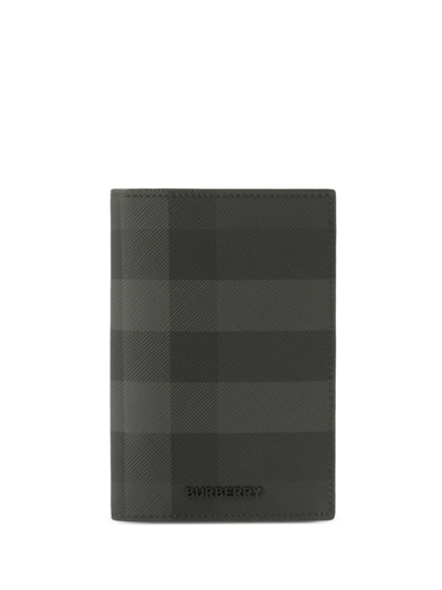 Burberry Exaggerated Check Money Clip Card Case in Dark Charcoal Blue - Men, Burberry® Official