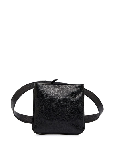Pre-owned Chanel 1989 – 1991 Caviar Leather Belt Bag In Black