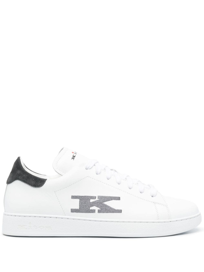 Kiton Sneakers In White,asphalt