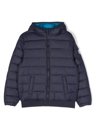 North Sails Kids' Logo-patch Hooded Padded Jacket In Blue