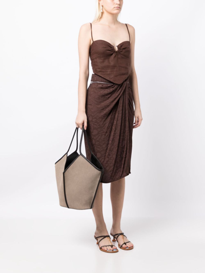 Hereu Calella Suede And Leather Tote Bag In Grey Dark Brown