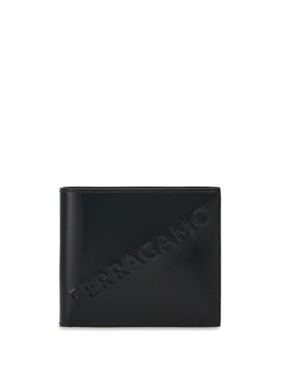 Ferragamo Logo-embossed Bi-fold Wallet In Black