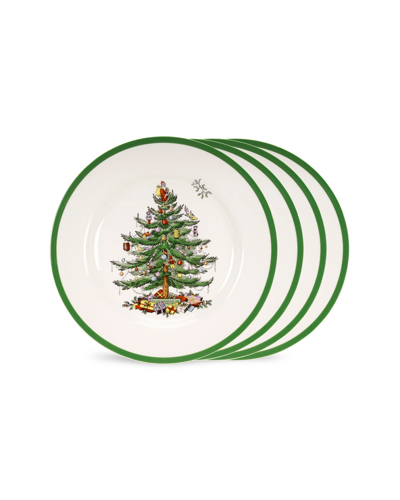 Spode Christmas Tree Set Of 4 10.5in Dinner Plates